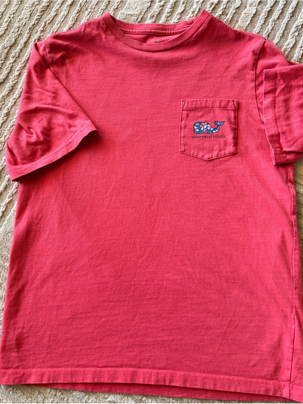 Vineyard Vines Kids Short Sleeve Pocket Tee - Coral Pink large (16)